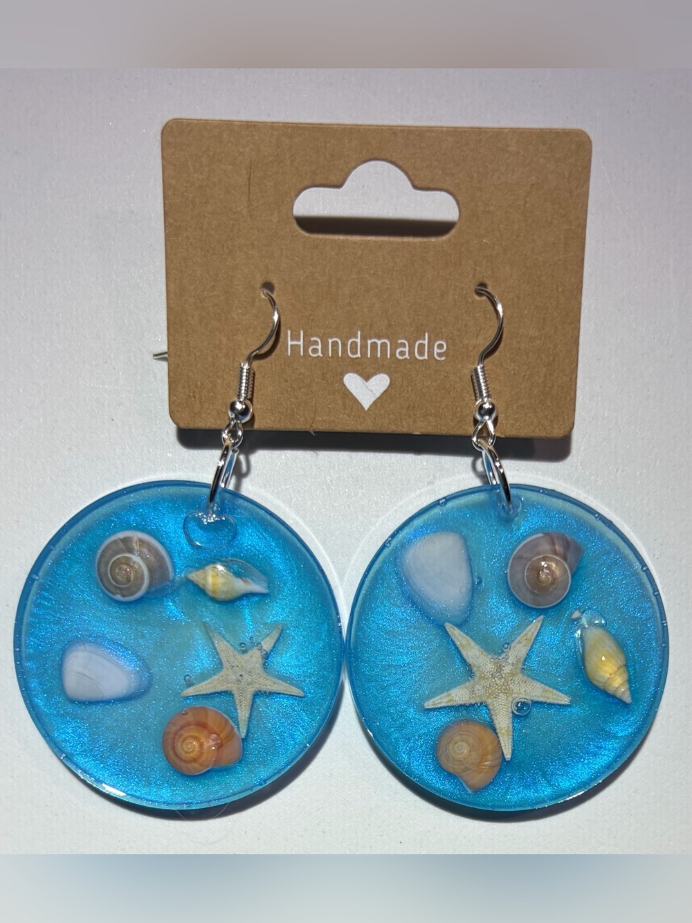 Blue Seashell Starfish Kids Earrings